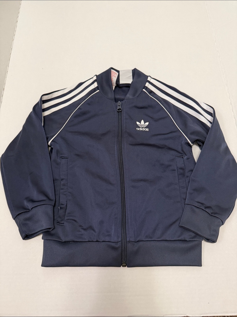 adidas Navy Jacket with White Shoulder Stripes - Kids